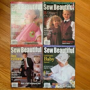 Lot of (4) Sew Beautiful Magazines, 1999, 2004, 2005, 2006. Martha Pullen
